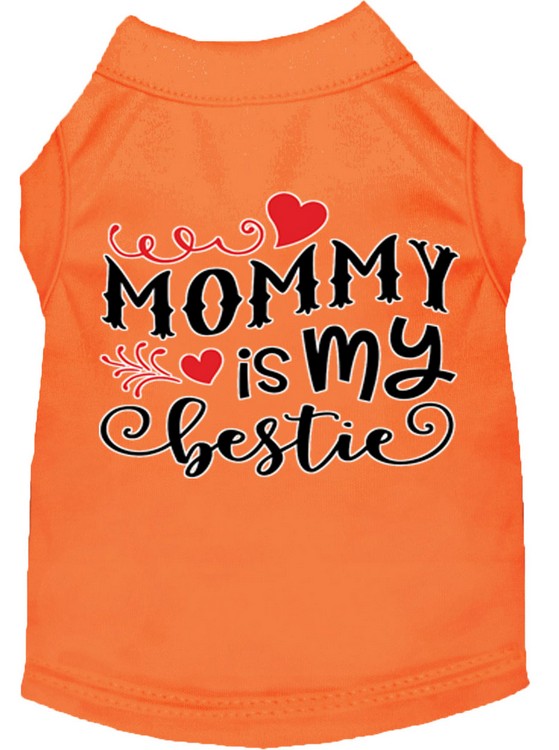 Mommy is my Bestie Screen Print Dog Shirt Orange Med